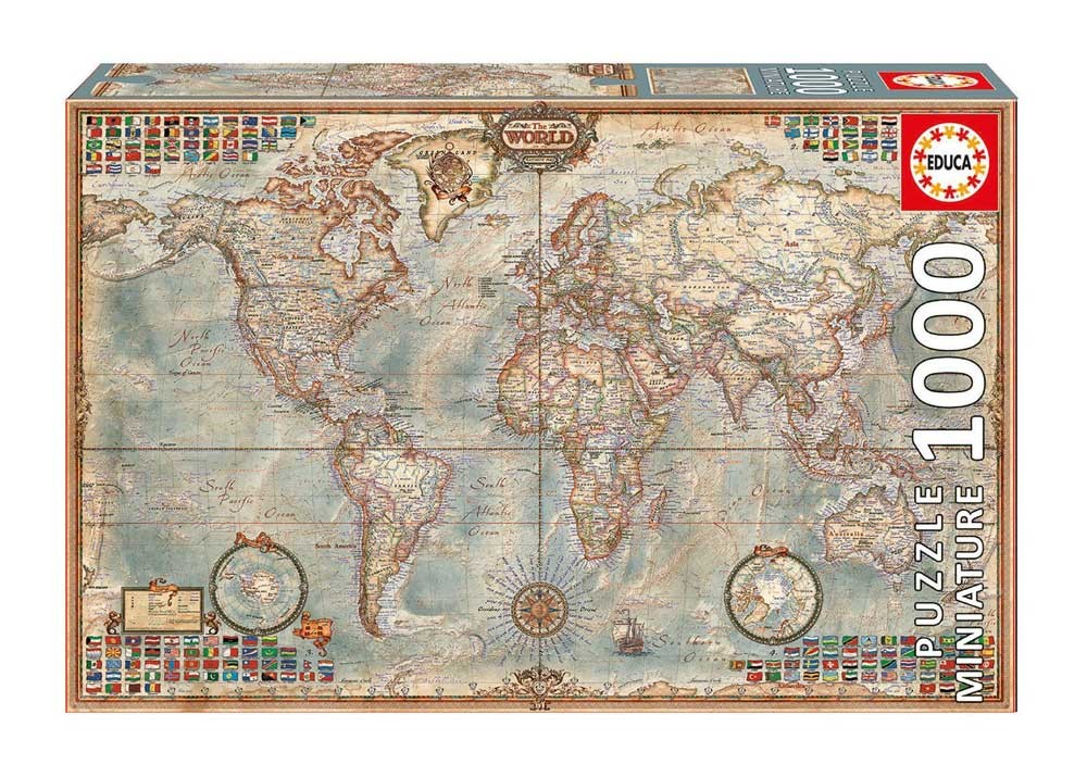 Puzzle El Mundo Mapa Político "Miniature" - Banbury Arte