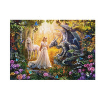 Thumbnail for Puzzle Dragón, princesa y unicornio - Banbury Arte