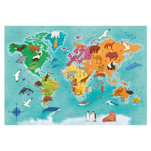 Puzzle Mapa Mundi Animales - Banbury Arte